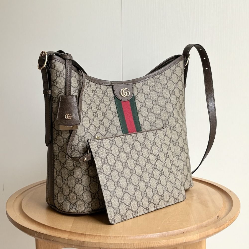 Gucci Ophidia Large Shoulder Bag Beige And Dark Brown 33Cm 836871 FAE0K 9853