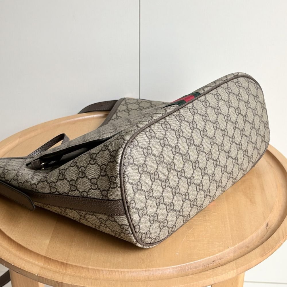 Gucci Ophidia Large Shoulder Bag Beige And Dark Brown 33Cm 836871 FAE0K 9853
