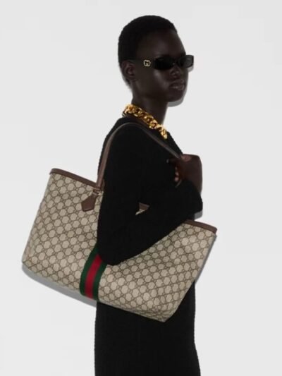 Gucci Ophidia Large Tote Bag Beige and Dark Brown GG Supreme 38Cm 631685 96IWB 8745