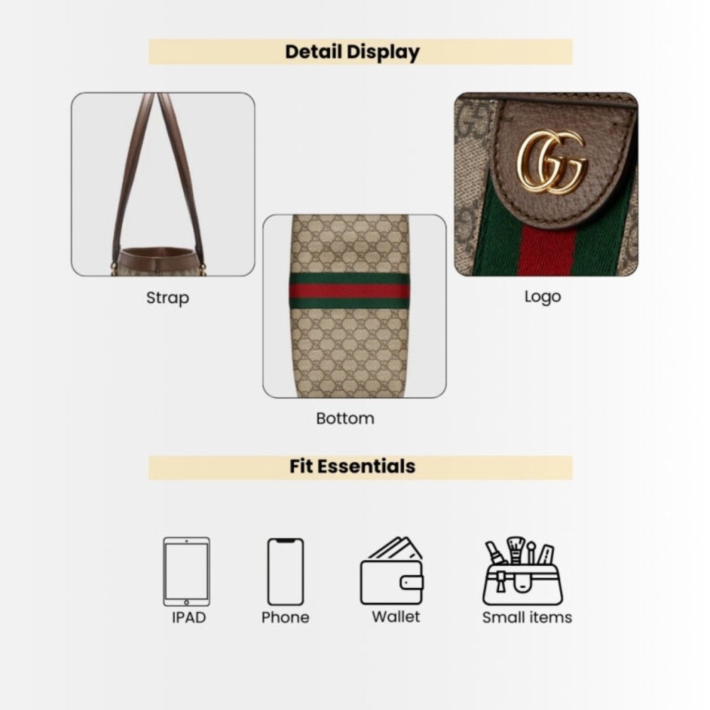 Gucci Ophidia Large Tote Bag Beige and Dark Brown GG Supreme 38Cm 631685 96IWB 8745