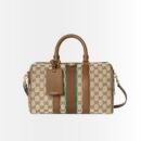 Gucci Ophidia Medium Boston Bag Beige And Brown GG Canvas 30Cm ‎857595 FAFUF 9870