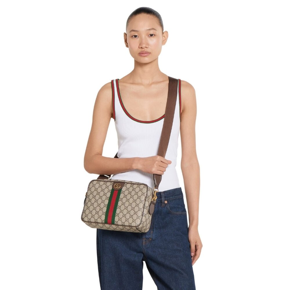 Gucci Ophidia Medium Crossbody Bag Beige And Dark Brown 28Cm 834468 FAEOF 9745