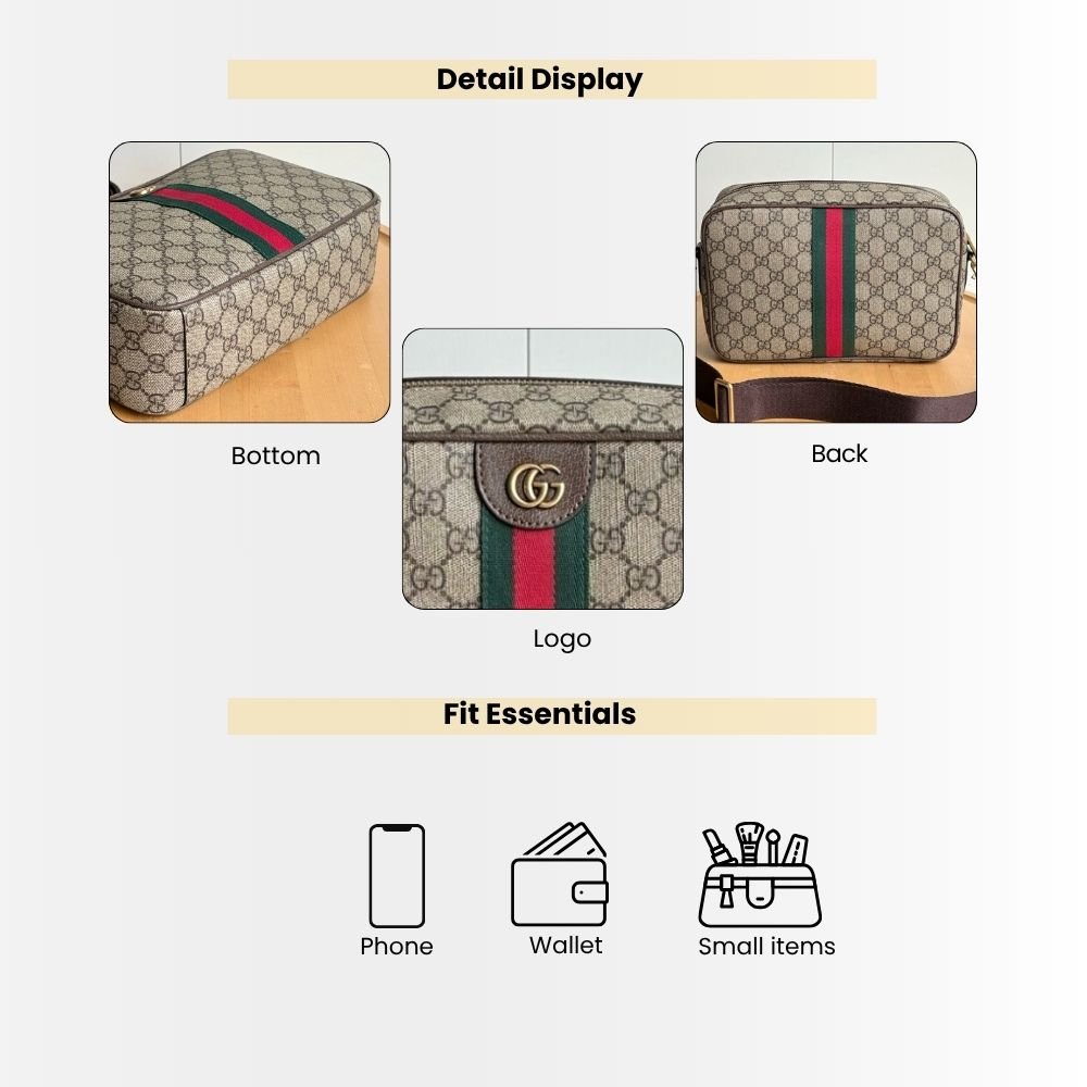 Gucci Ophidia Medium Crossbody Bag Beige And Dark Brown 28Cm 834468 FAEOF 9745