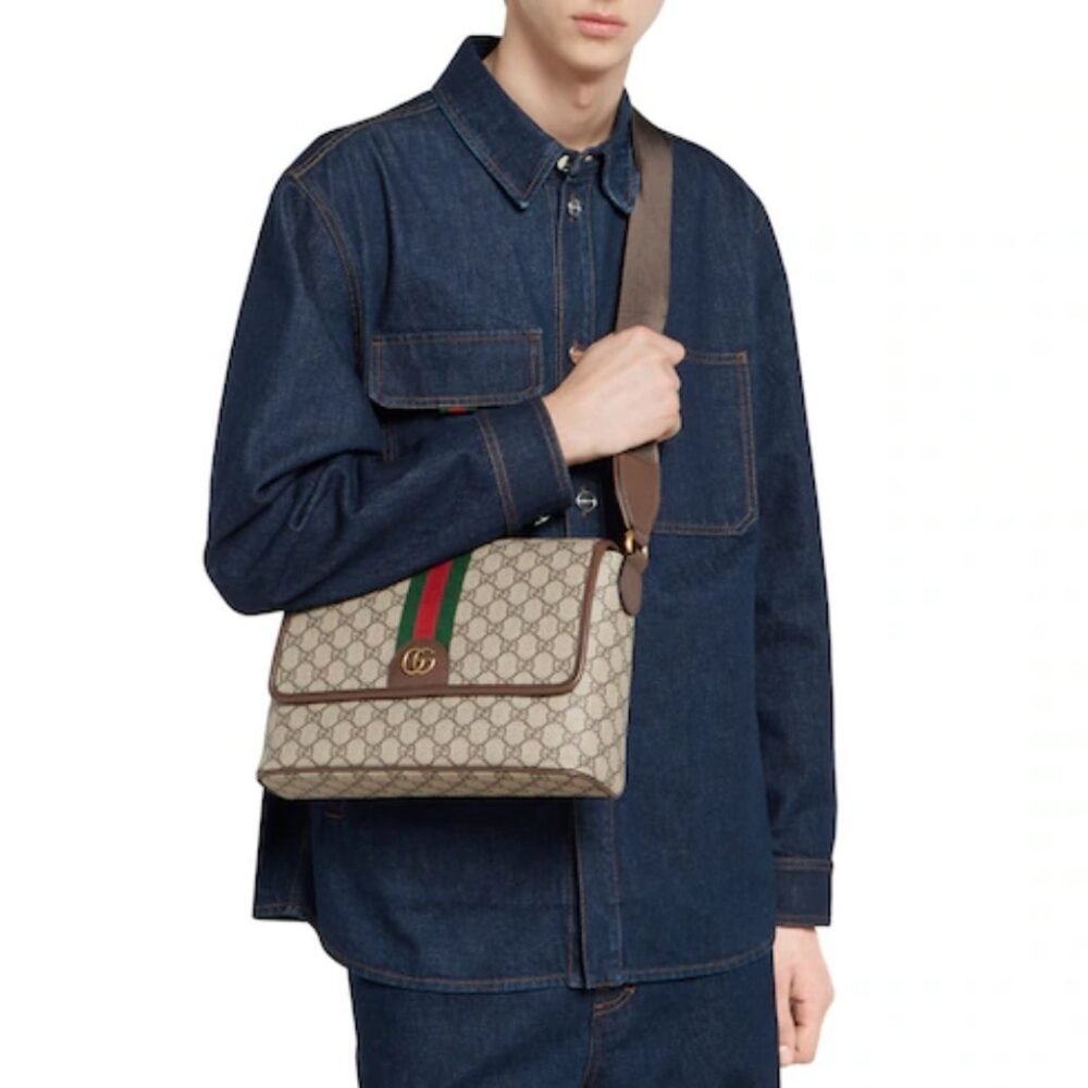 Gucci Ophidia Medium Messenger Bag Beige And Ebony 28Cm 761741 FAJCQ 9741