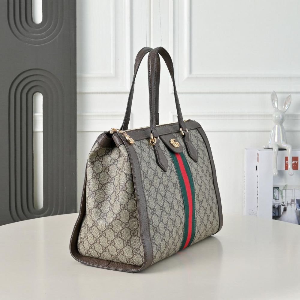 Gucci Ophidia Medium Tote Bag Beige Ebony 33cm 524537 K05NB 8745