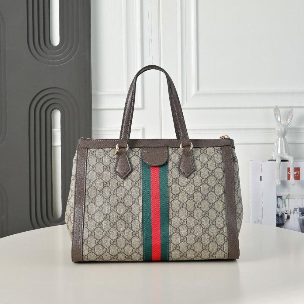 Gucci Ophidia Medium Tote Bag Beige Ebony 33cm 524537 K05NB 8745