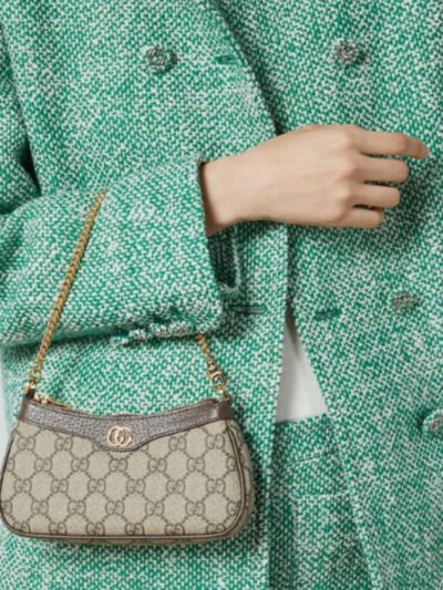 Gucci Ophidia Mini Handle Bag GG Supreme Beige And Ebony 20Cm 764960 K9GSG 8367
