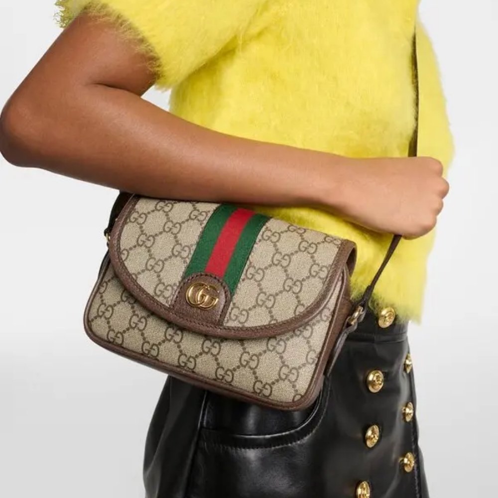 Gucci Ophidia Mini Shoulder Bag Beige And Dark Brown 19Cm 772239 FACUJ 8745
