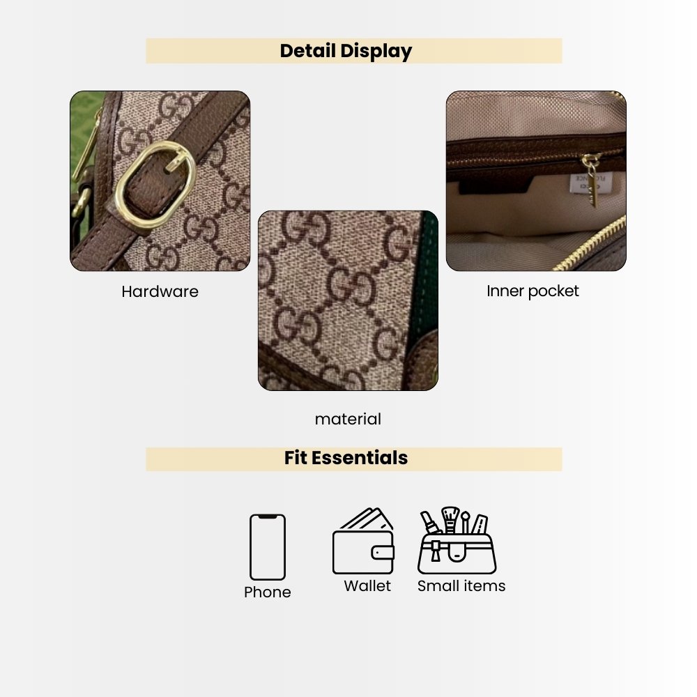 Gucci Ophidia Mini Shoulder Bag Beige And Dark Brown 19Cm 772239 FACUJ 8745
