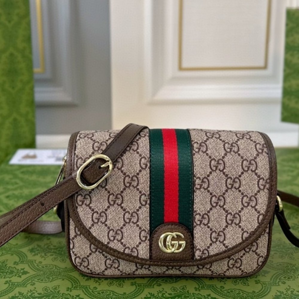 Gucci Ophidia Mini Shoulder Bag Beige And Dark Brown 19Cm 772239 FACUJ 8745