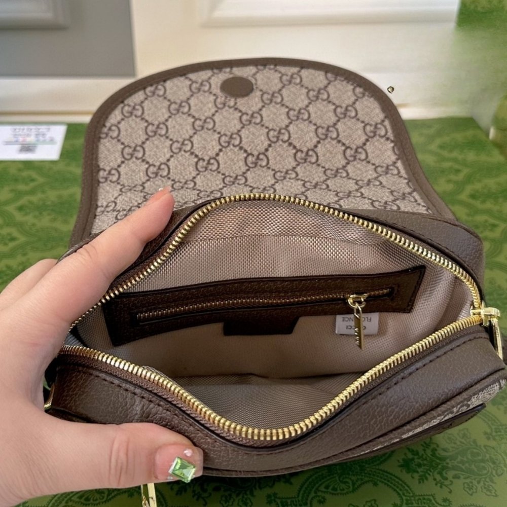 Gucci Ophidia Mini Shoulder Bag Beige And Dark Brown 19Cm 772239 FACUJ 8745