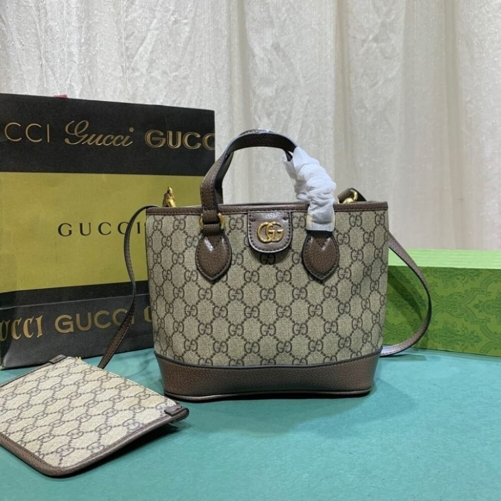Gucci Ophidia Mini Tote Bag Beige And Ebony 22Cm 811716 K9GSG 8358