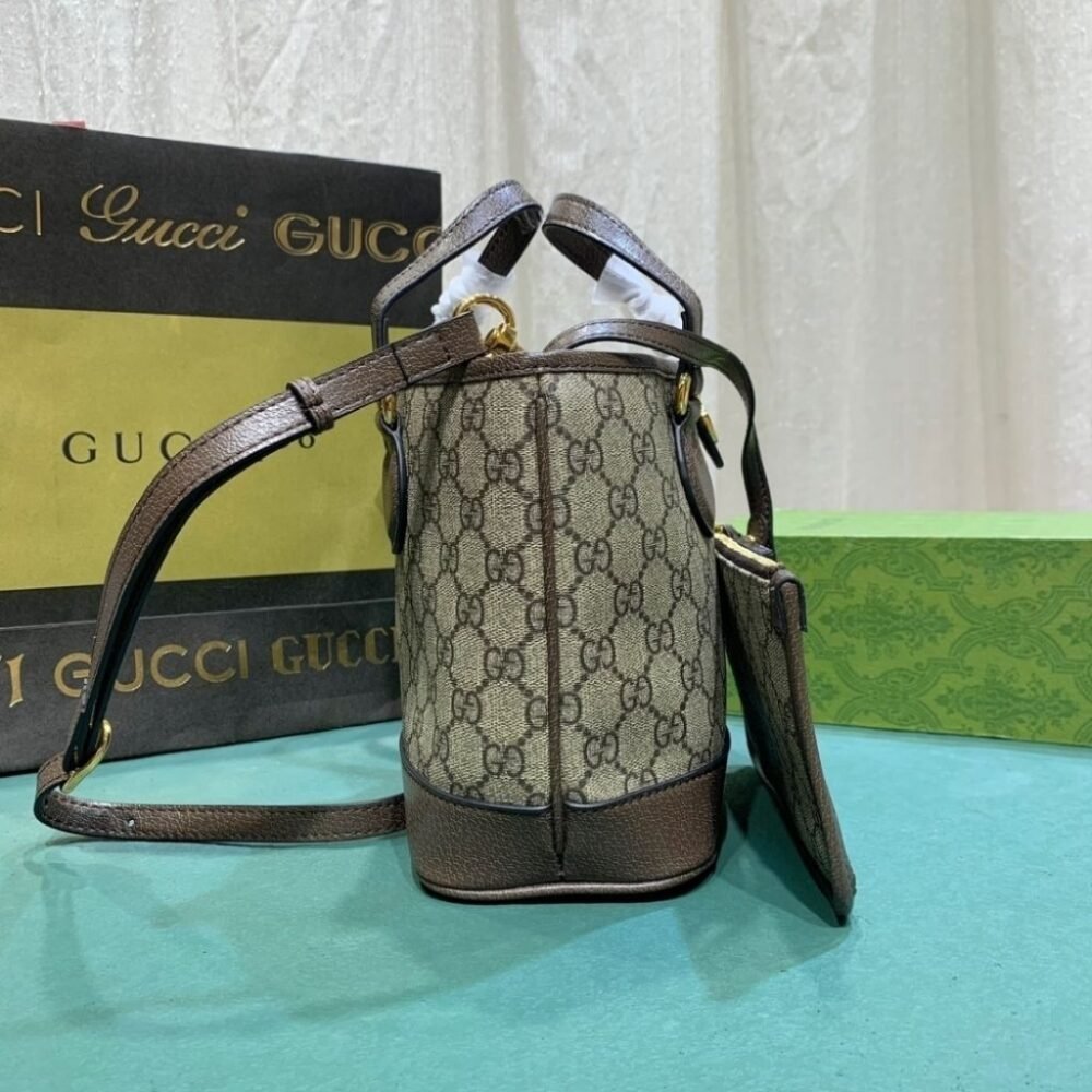 Gucci Ophidia Mini Tote Bag Beige And Ebony 22Cm 811716 K9GSG 8358