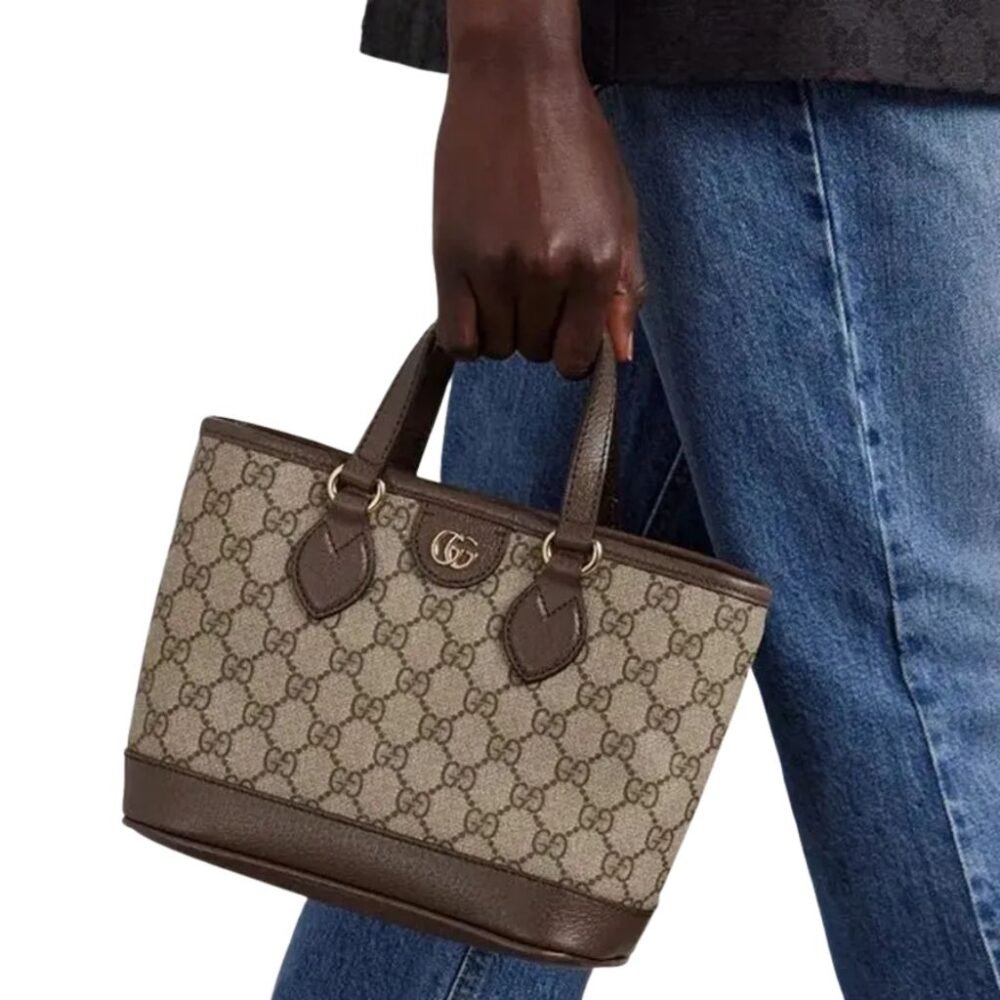 Gucci Ophidia Mini Tote Bag Beige And Ebony 22Cm 811716 K9GSG 8358