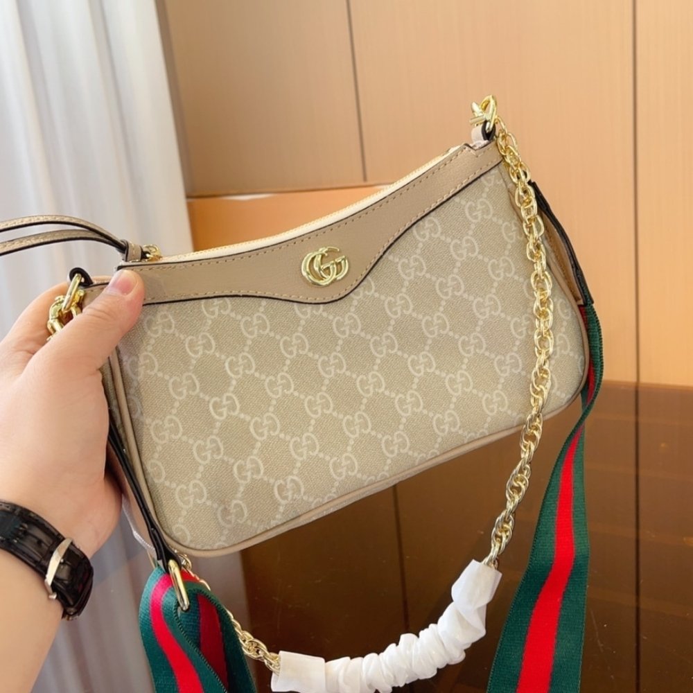 Gucci Ophidia Small Handbag Beige And White 25cm 735145 UULBG 9683
