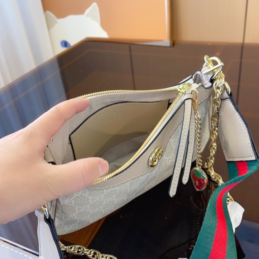 Gucci Ophidia Small Handbag Beige And White 25cm 735145 UULBG 9683