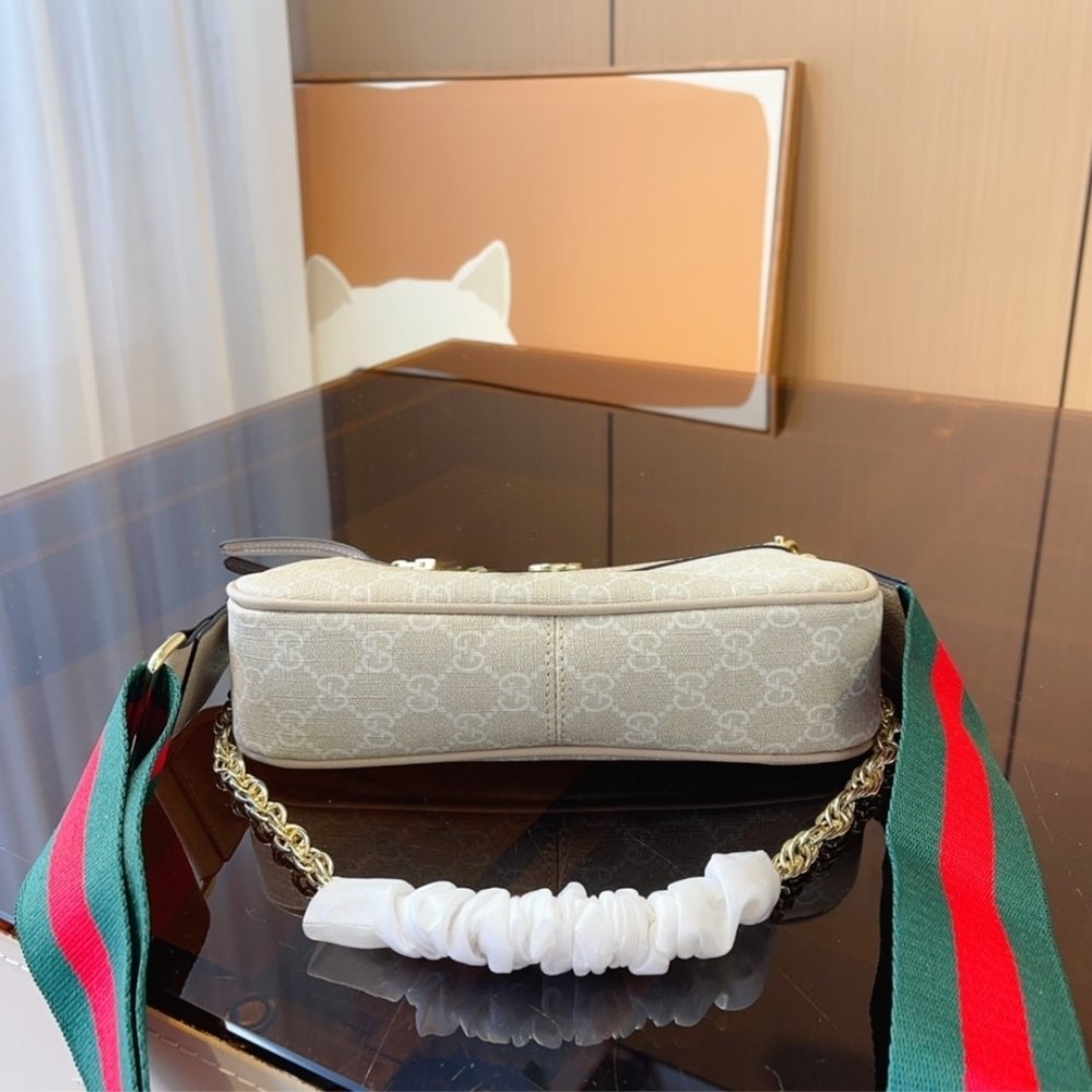 Gucci Ophidia Small Handbag Beige And White 25cm 735145 UULBG 9683