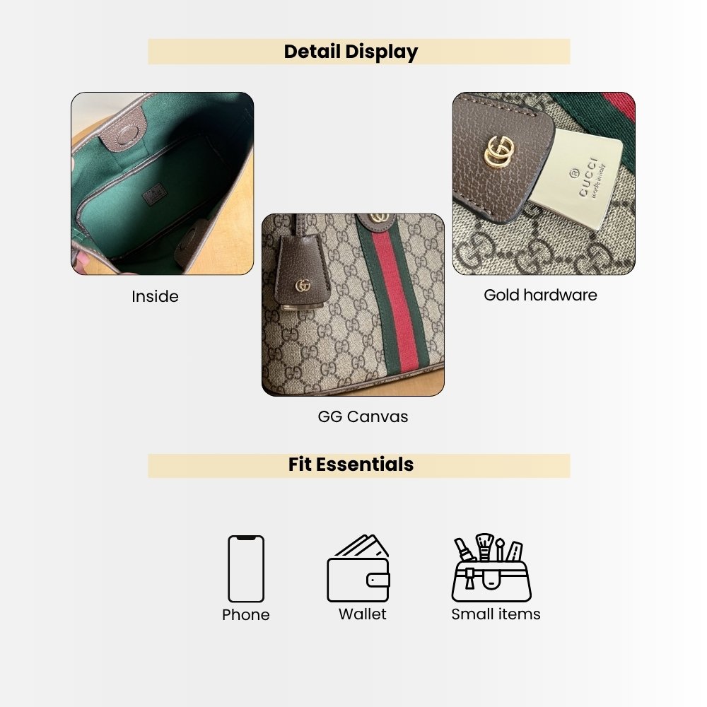 Gucci Ophidia Small Shoulder Bag Beige And Dark Brown 23Cm 836872 FAE0K 9853