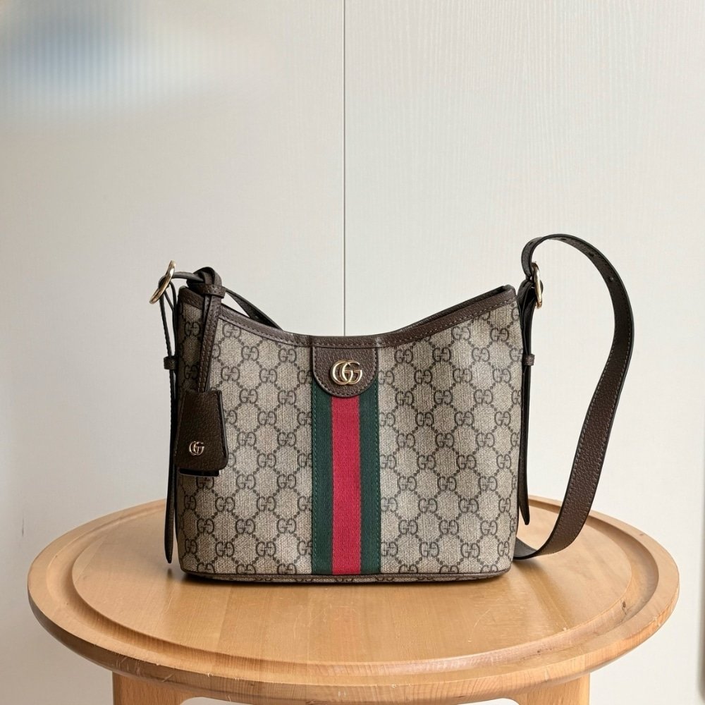 Gucci Ophidia Small Shoulder Bag Beige And Dark Brown 23Cm 836872 FAE0K 9853