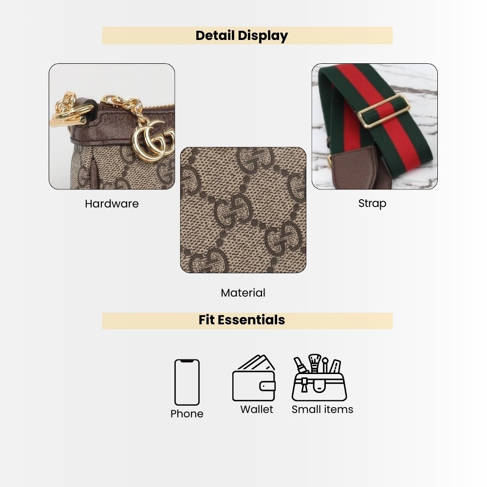 Gucci Ophidia Small Shoulder Bag Beige And Dark Brown 25Cm 735132 FABLE 9442