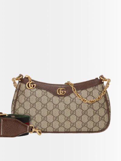 Gucci Ophidia Small Shoulder Bag Beige And Dark Brown 25Cm 735132 FABLE 9442