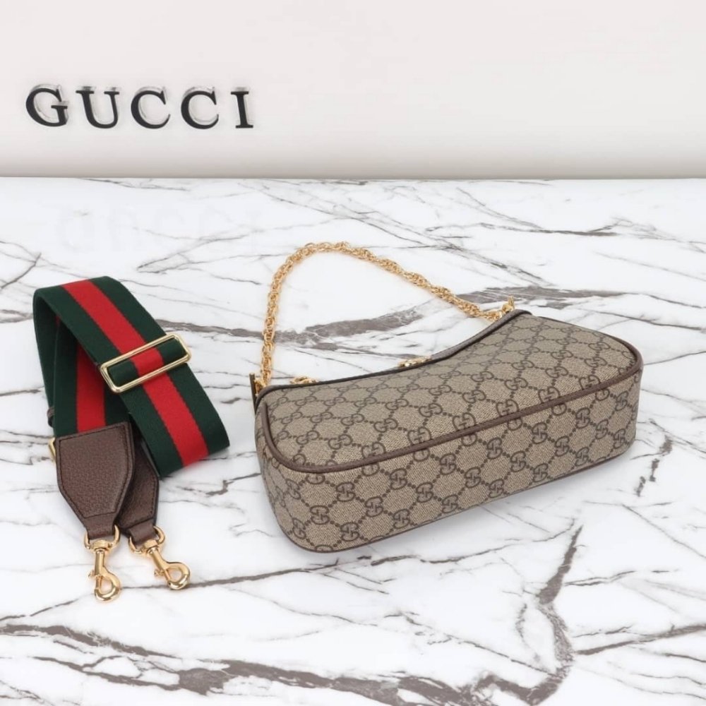Gucci Ophidia Small Shoulder Bag Beige And Dark Brown 25Cm 735132 FABLE 9442