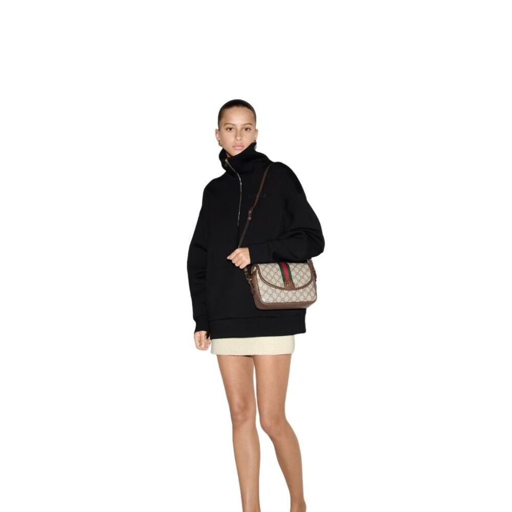 Gucci Ophidia Small Shoulder Bag Beige And Dark Brown GG Supreme 23Cm 722117 FAAX3 9789