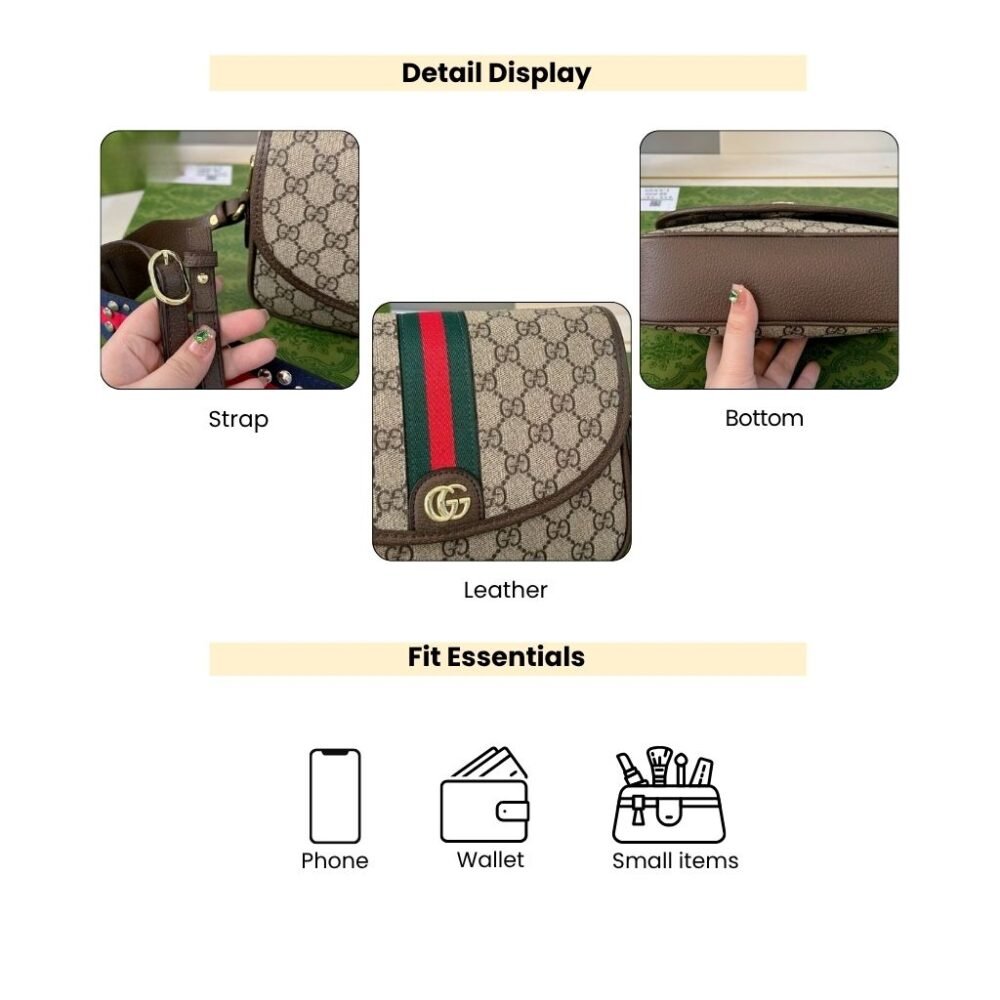 Gucci Ophidia Small Shoulder Bag Beige And Dark Brown GG Supreme 23Cm 722117 FAAX3 9789