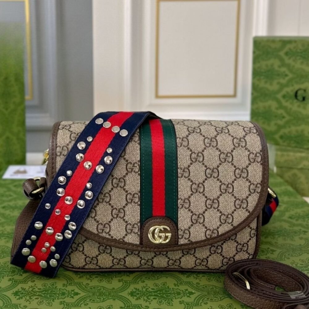 Gucci Ophidia Small Shoulder Bag Beige And Dark Brown GG Supreme 23Cm 722117 FAAX3 9789