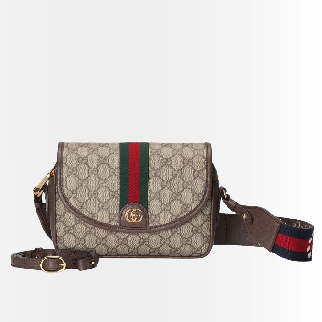 Gucci Ophidia Small Shoulder Bag Beige And Dark Brown GG Supreme 23Cm 722117 FAAX3 9789
