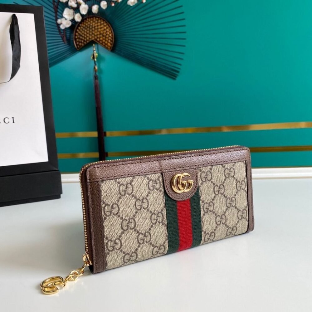 Gucci Ophidia Small Zip Around Wallet Brown 19Cm 523154 96IWG 8745