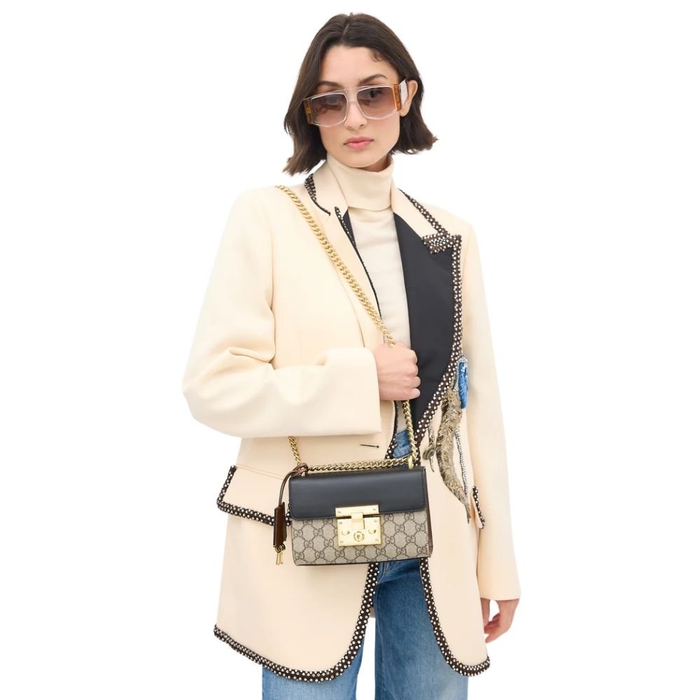 Gucci Padlock Small GG Shoulder Bag Black 20Cm