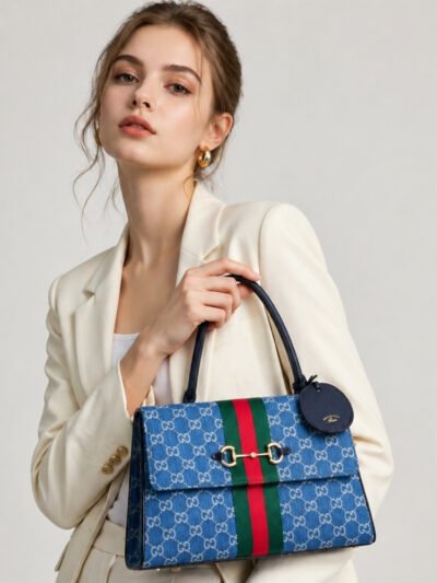 Gucci Paparazzo Medium Top Handle Bag Blue Denim 32Cm