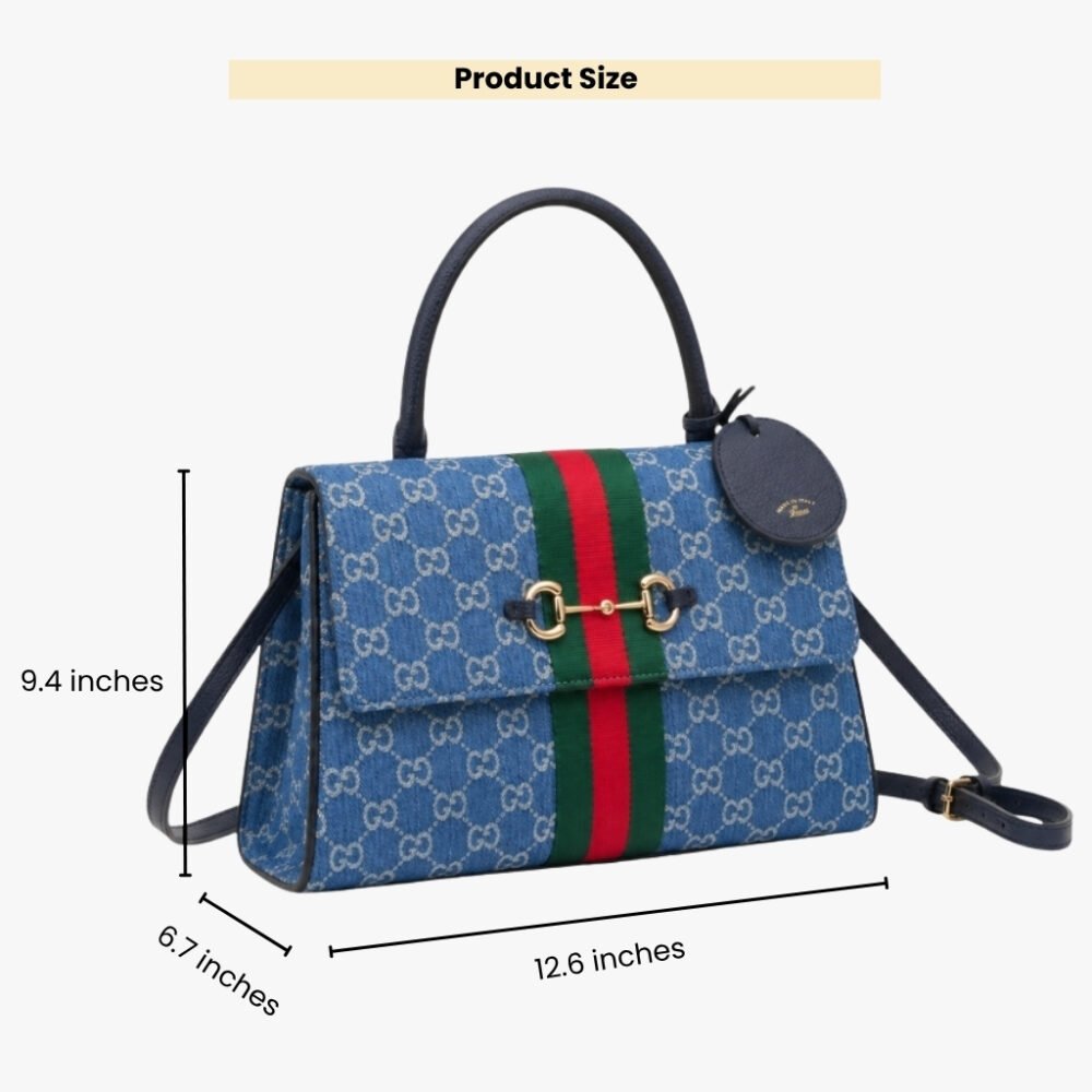 Gucci Paparazzo Medium Top Handle Bag Blue Denim 32Cm