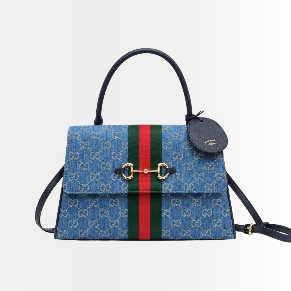 Gucci Paparazzo Medium Top Handle Bag Blue Denim 32Cm