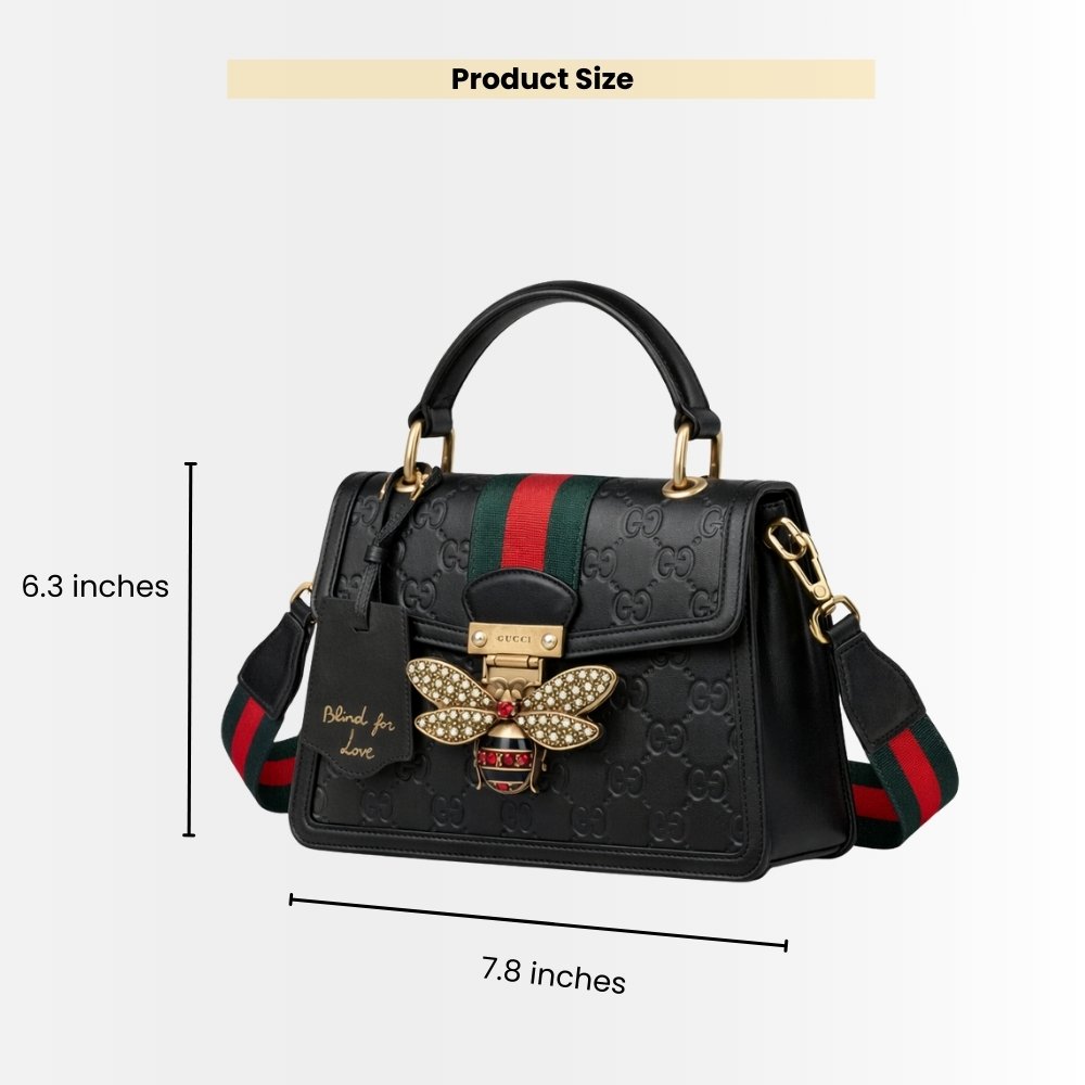 Gucci Queen Margaret GG Mini Top Handle Bag Full Black 20Cm