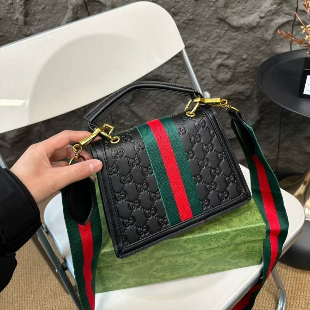 Gucci Queen Margaret GG Mini Top Handle Bag Full Black 20Cm