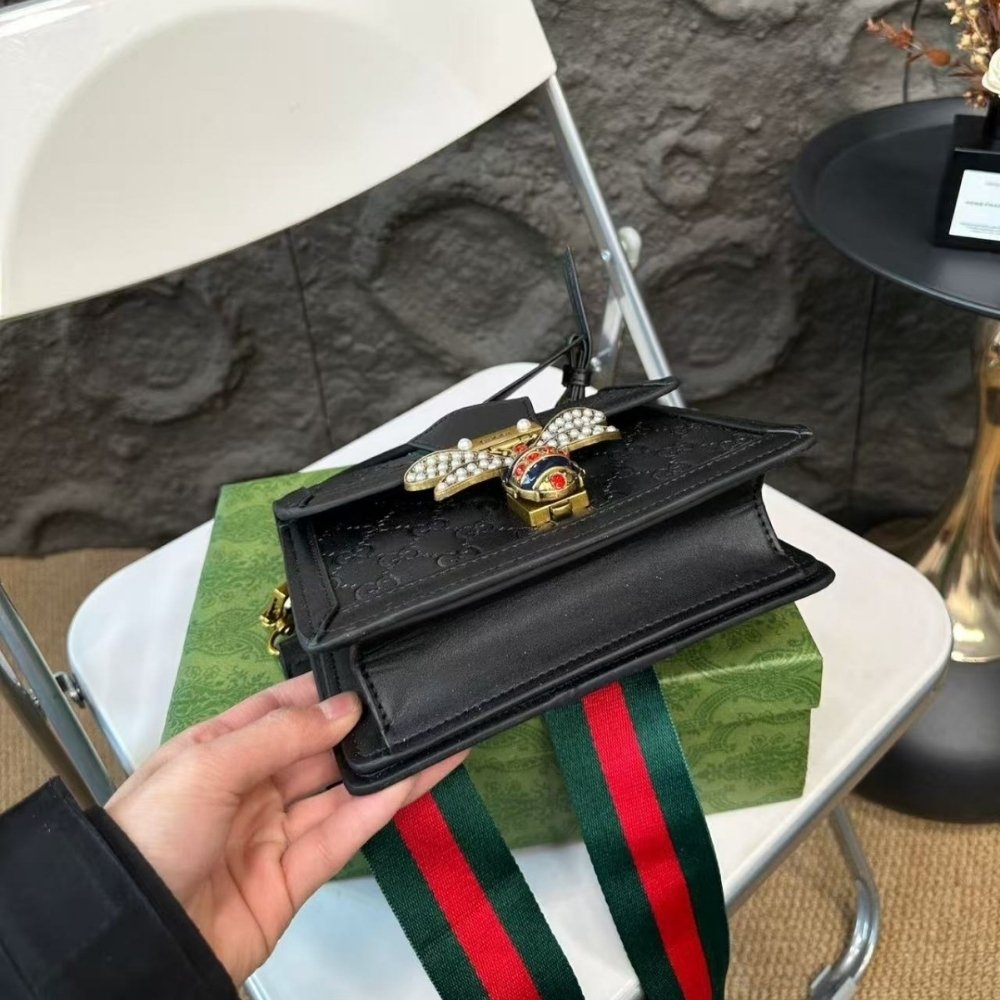 Gucci Queen Margaret GG Mini Top Handle Bag Full Black 20Cm