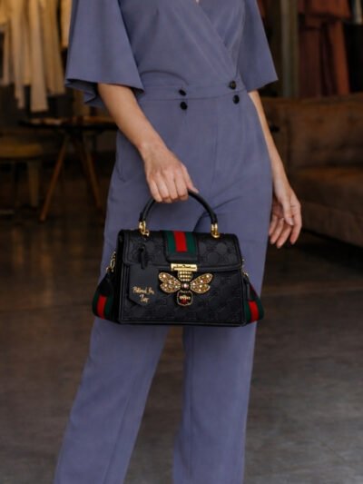Gucci Queen Margaret GG Mini Top Handle Bag Full Black 20Cm