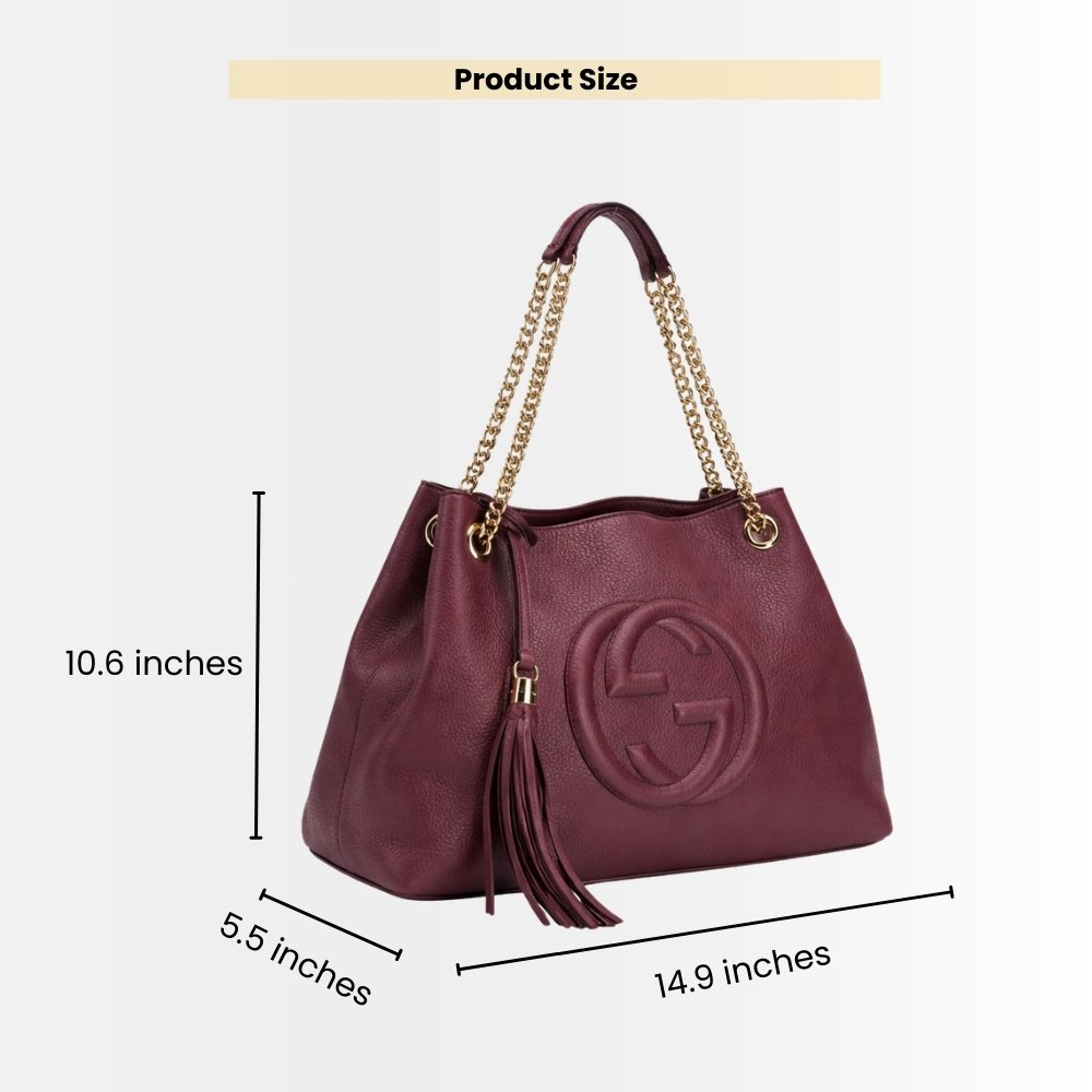 Gucci Soho Chain Medium Shoulder Bag Burgundy 38Cm