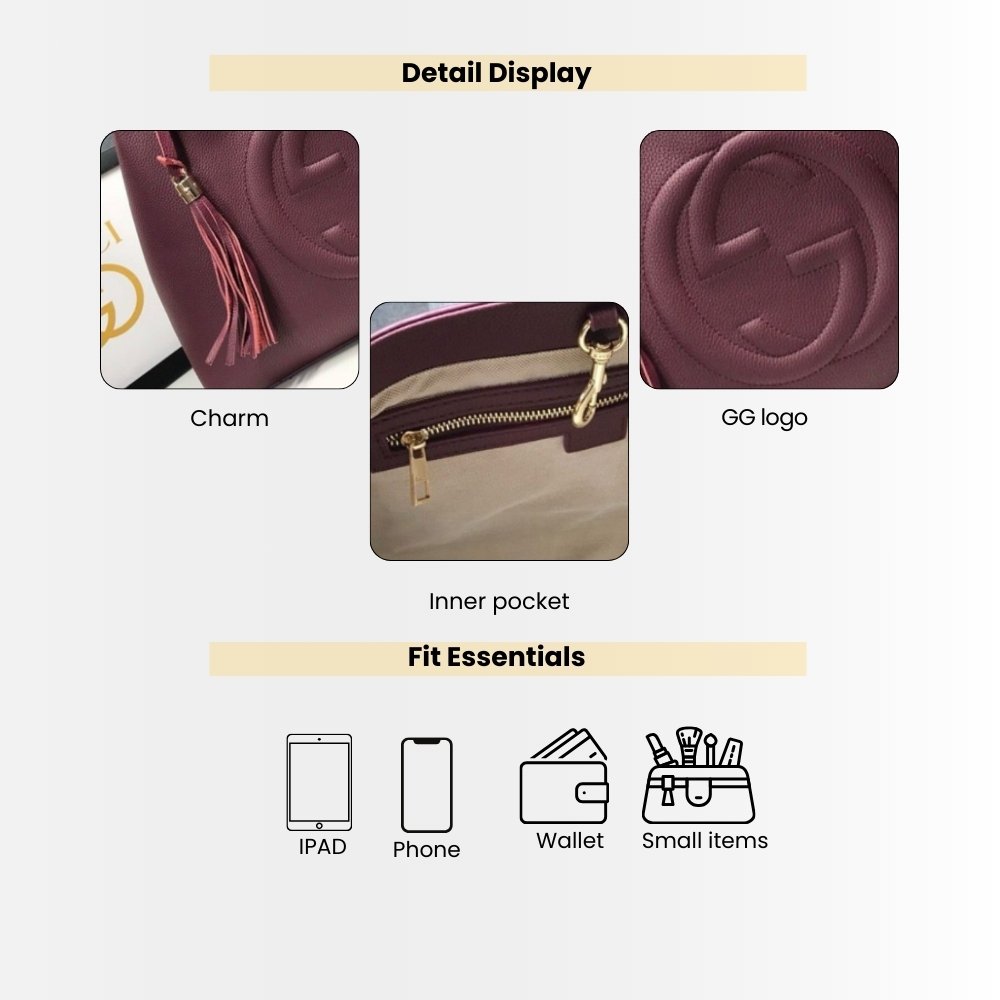 Gucci Soho Chain Medium Shoulder Bag Burgundy 38Cm