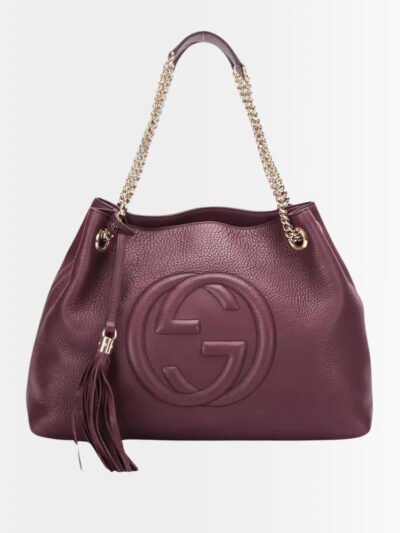 Gucci Soho Chain Medium Shoulder Bag Burgundy 38Cm