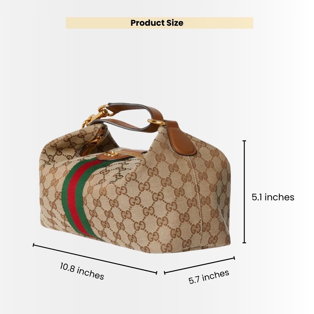 Gucci Vanity Medium Top Handle Bag Beige And Brown GG Canvas 27Cm 857799 FAFUF 9870
