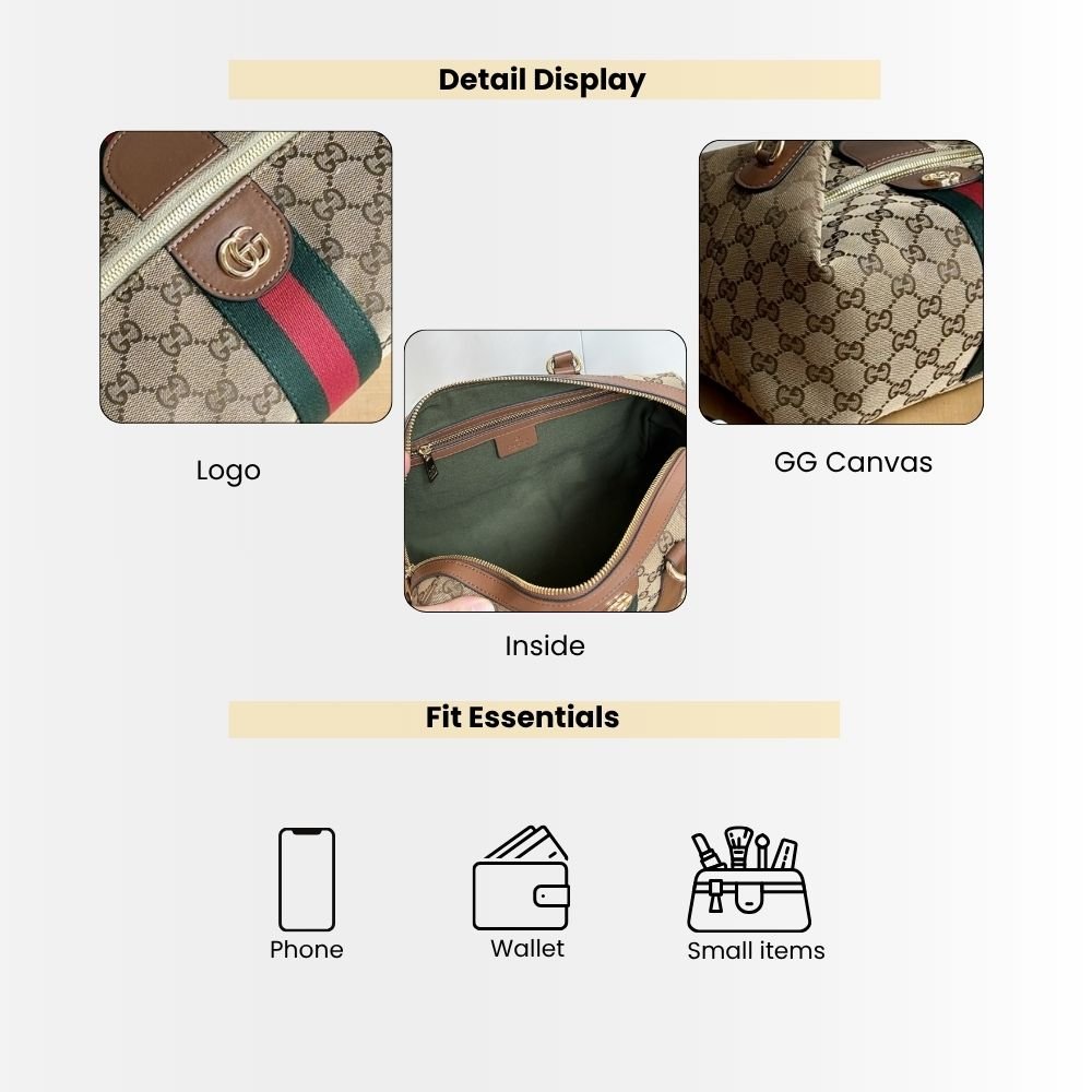 Gucci Vanity Medium Top Handle Bag Beige And Brown GG Canvas 27Cm 857799 FAFUF 9870