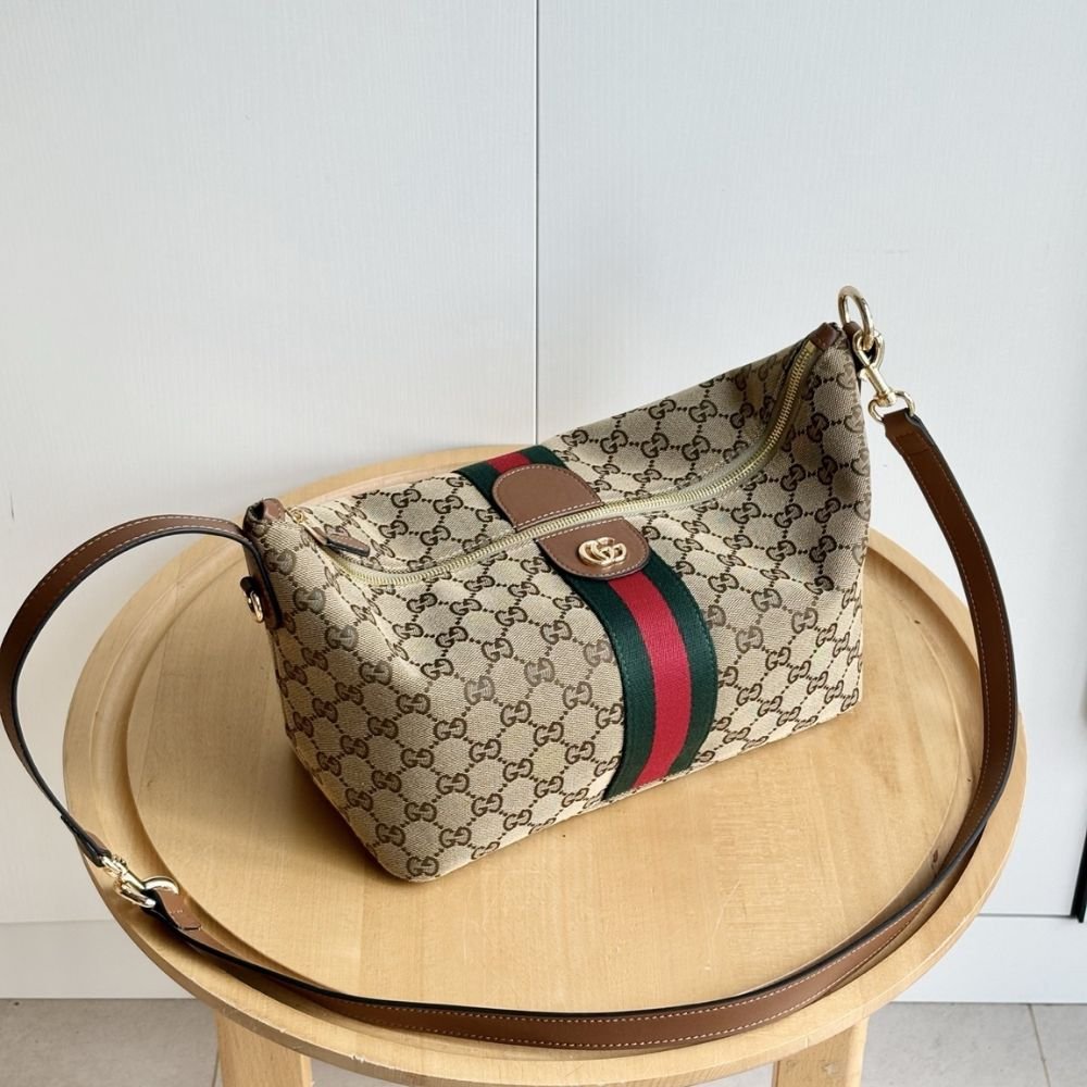 Gucci Vanity Medium Top Handle Bag Beige And Brown GG Canvas 27Cm 857799 FAFUF 9870