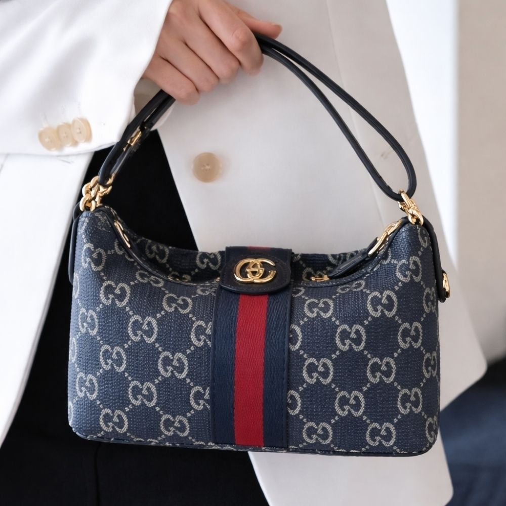 Gucci Vanity Medium Top Handle Bag Denim Blue 27Cm 857799 2ACFA 4444