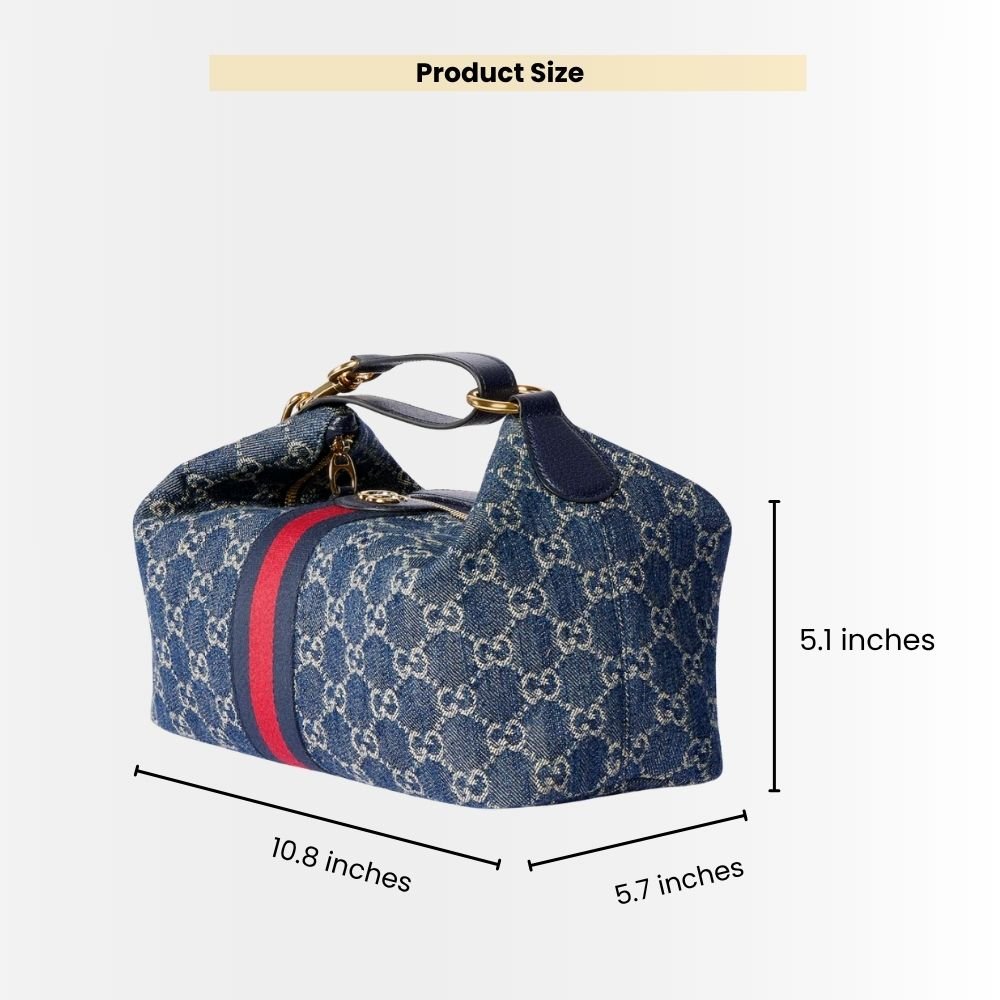Gucci Vanity Medium Top Handle Bag Denim Blue 27Cm 857799 2ACFA 4444