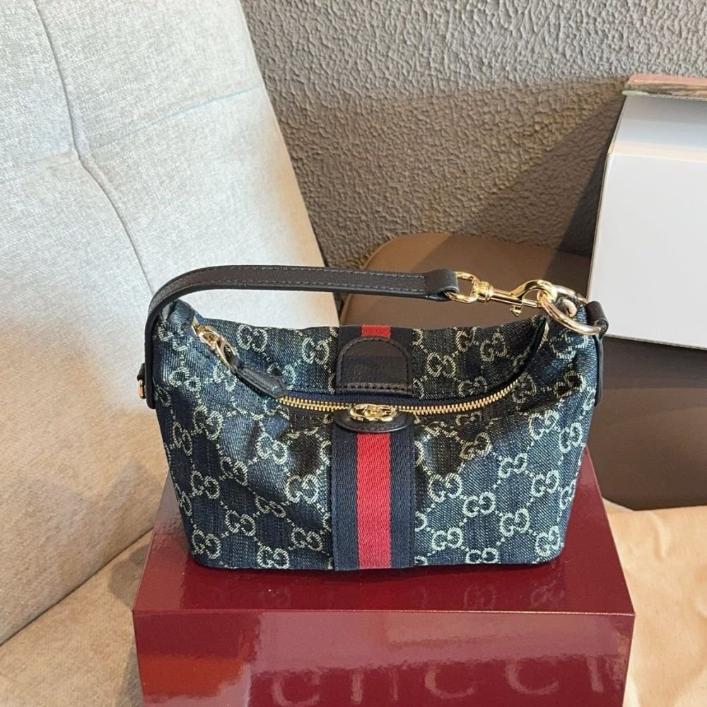 Gucci Vanity Medium Top Handle Bag Denim Blue 27Cm 857799 2ACFA 4444