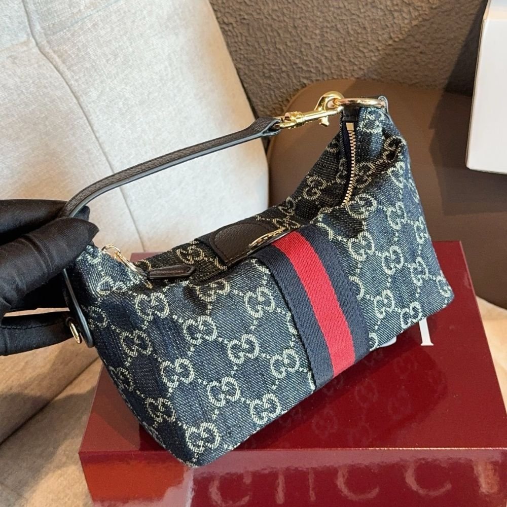 Gucci Vanity Medium Top Handle Bag Denim Blue 27Cm 857799 2ACFA 4444