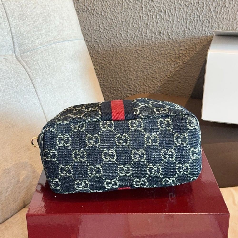 Gucci Vanity Medium Top Handle Bag Denim Blue 27Cm 857799 2ACFA 4444